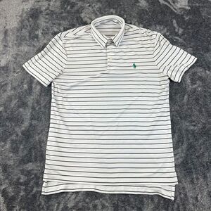 Polo Ralph Lauren Performance Golf Polo Men's M Striped White Navy Blue
